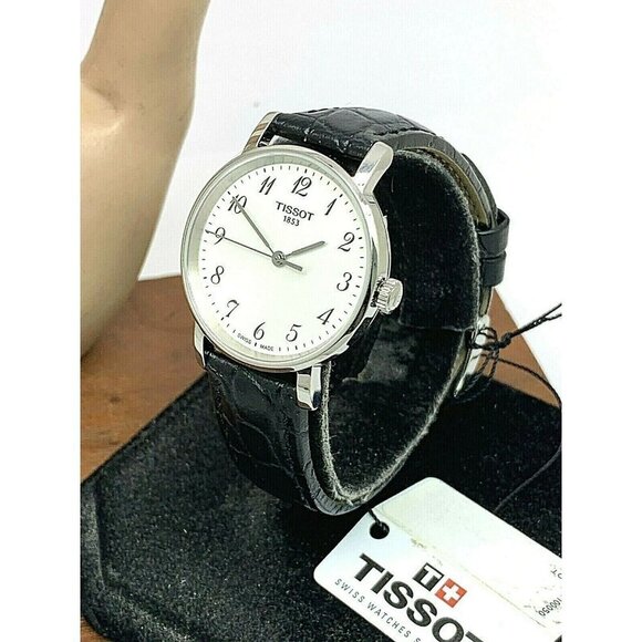 Tissot Women's Watch Swiss Quartz Silver Dial 30mm Black Leather T1092101603200 - Picture 2 of 13